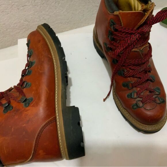 Vibram Boots Womens 6.5 Hiking Climbing Combat Boot Ankle Brown Leather - Picture 15 of 16